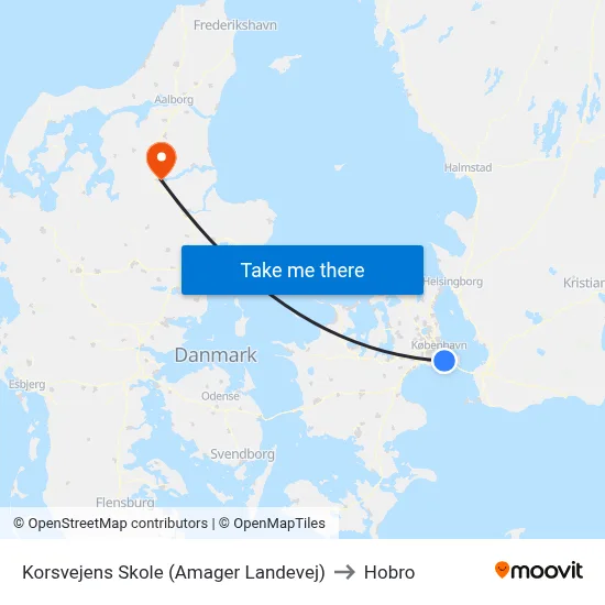 Korsvejens Skole (Amager Landevej) to Hobro map