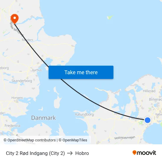 City 2 Rød Indgang (City 2) to Hobro map