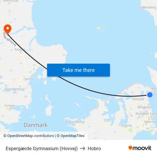 Espergærde Gymnasium (Hovvej) to Hobro map