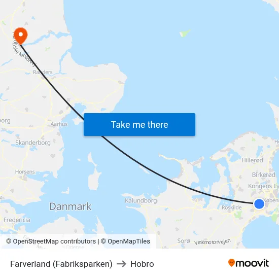 Farverland (Fabriksparken) to Hobro map