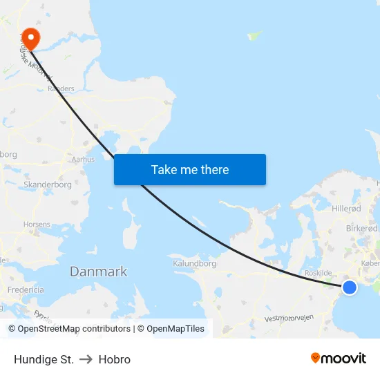 Hundige St. to Hobro map