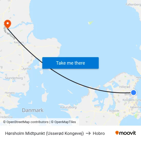 Hørsholm Midtpunkt (Usserød Kongevej) to Hobro map