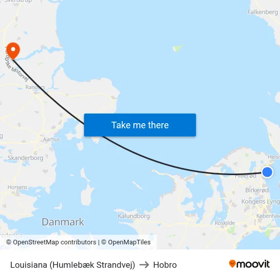 Louisiana (Humlebæk Strandvej) to Hobro map
