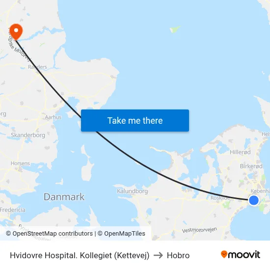 Hvidovre Hospital. Kollegiet (Kettevej) to Hobro map