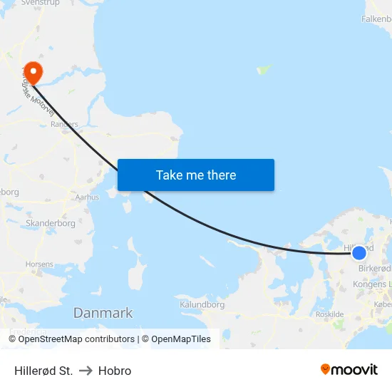 Hillerød St. to Hobro map