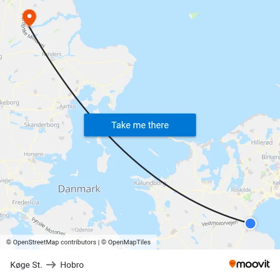 Køge St. to Hobro map