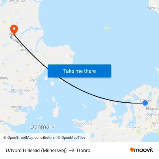U/Nord Hillerød (Milnersvej) to Hobro map