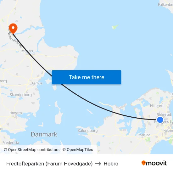 Fredtofteparken (Farum Hovedgade) to Hobro map
