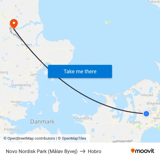 Novo Nordisk Park (Måløv Byvej) to Hobro map