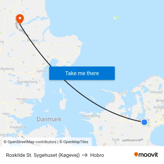 Roskilde St. Sygehuset (Køgevej) to Hobro map