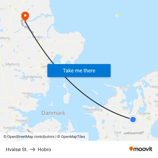 Hvalsø St. to Hobro map