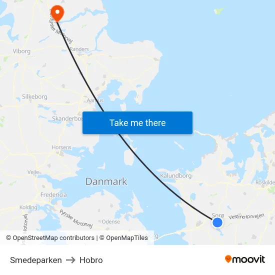 Smedeparken to Hobro map