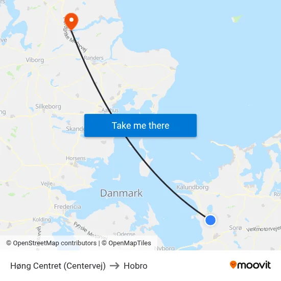 Høng Centret (Centervej) to Hobro map