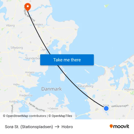 Sorø St. (Stationspladsen) to Hobro map