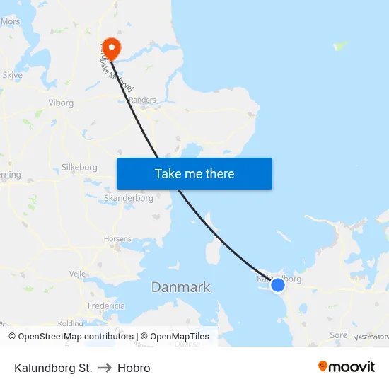 Kalundborg St. to Hobro map