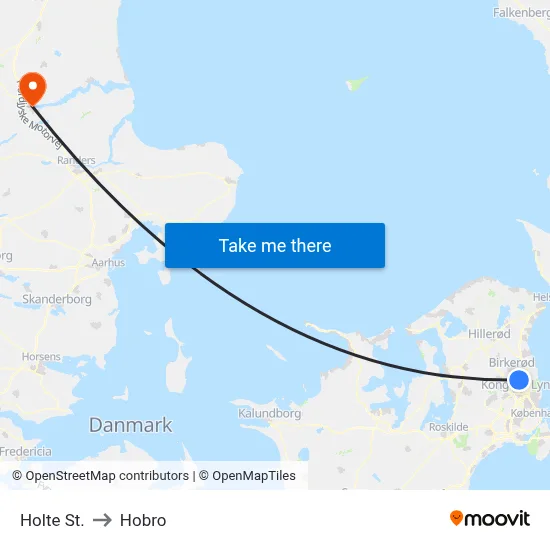 Holte St. to Hobro map