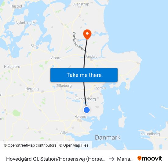 Hovedgård Gl. Station/Horsensvej (Horsens Kom) to Mariager map