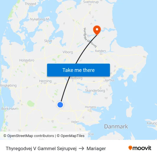Thyregodvej V Gammel Sejrupvej to Mariager map