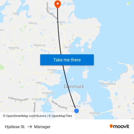 Hjallese St. to Mariager map