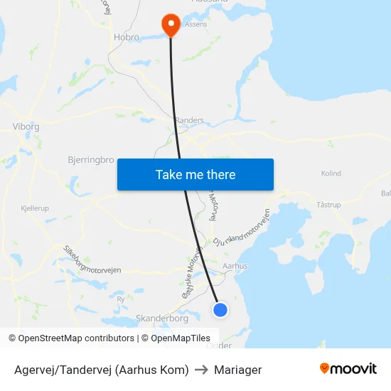 Agervej/Tandervej (Aarhus Kom) to Mariager map