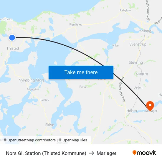 Nors Gl. Station (Thisted Kommune) to Mariager map
