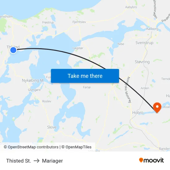 Thisted St. to Mariager map