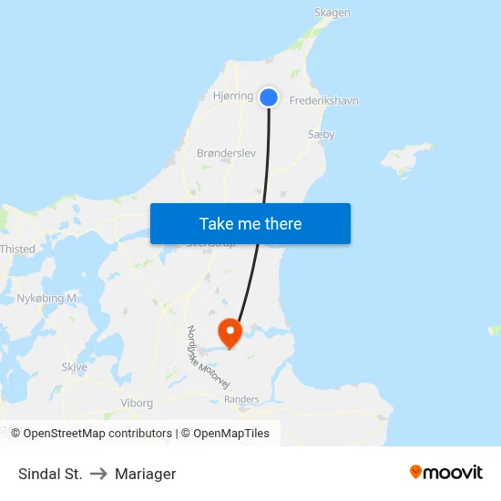 Sindal St. to Mariager map