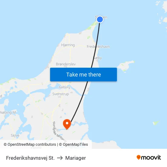 Frederikshavnsvej St. to Mariager map
