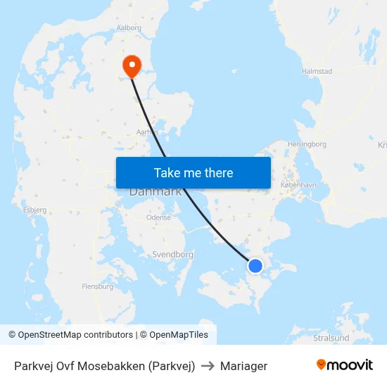 Parkvej Ovf Mosebakken (Parkvej) to Mariager map