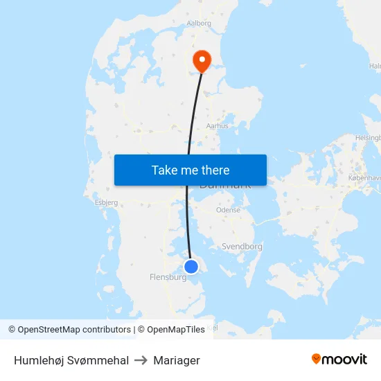 Humlehøj Svømmehal to Mariager map