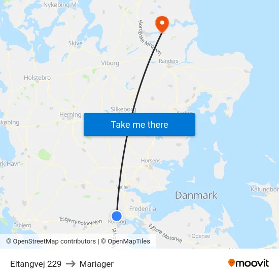 Eltangvej 229 to Mariager map