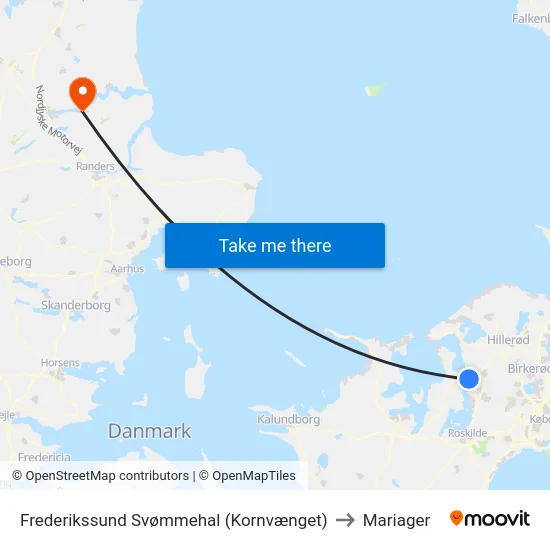 Frederikssund Svømmehal (Kornvænget) to Mariager map