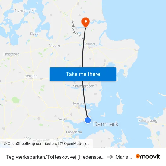 Teglværksparken/Tofteskovvej (Hedensted Kom) to Mariager map