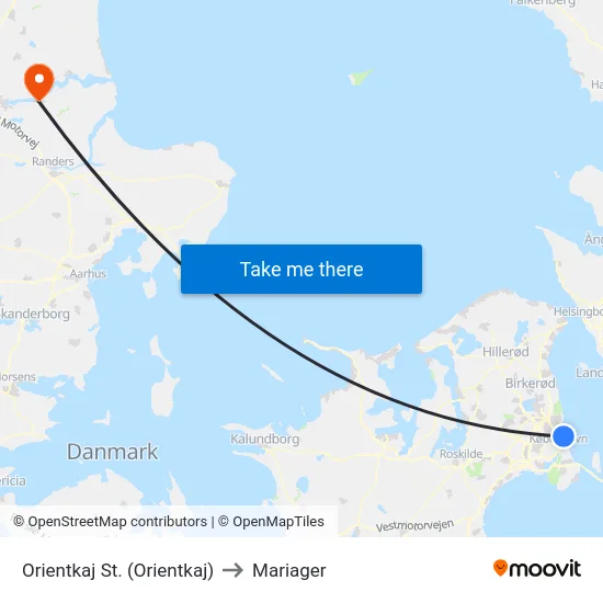 Orientkaj St. (Orientkaj) to Mariager map