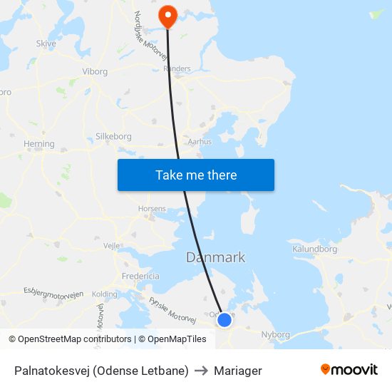 Palnatokesvej (Odense Letbane) to Mariager map
