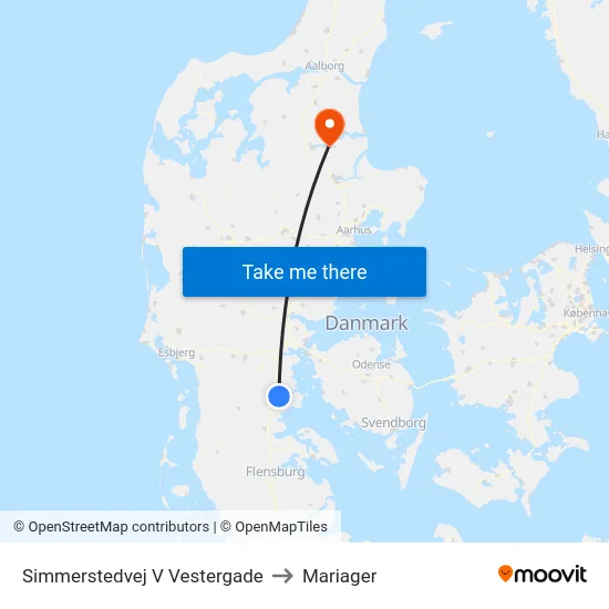 Simmerstedvej V Vestergade to Mariager map