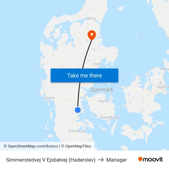 Simmerstedvej V Ejsbølvej (Haderslev) to Mariager map