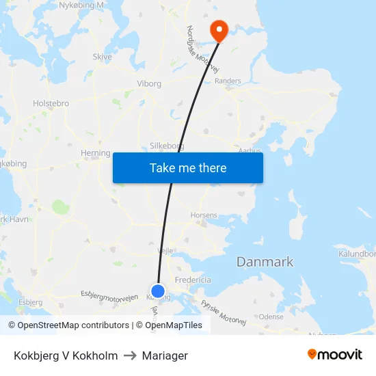 Kokbjerg V Kokholm to Mariager map