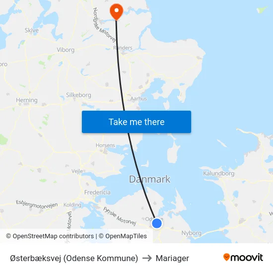 Østerbæksvej (Odense Kommune) to Mariager map