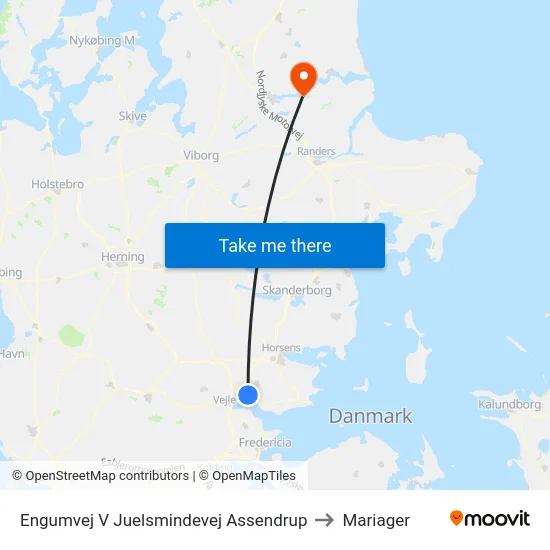 Engumvej V Juelsmindevej Assendrup to Mariager map