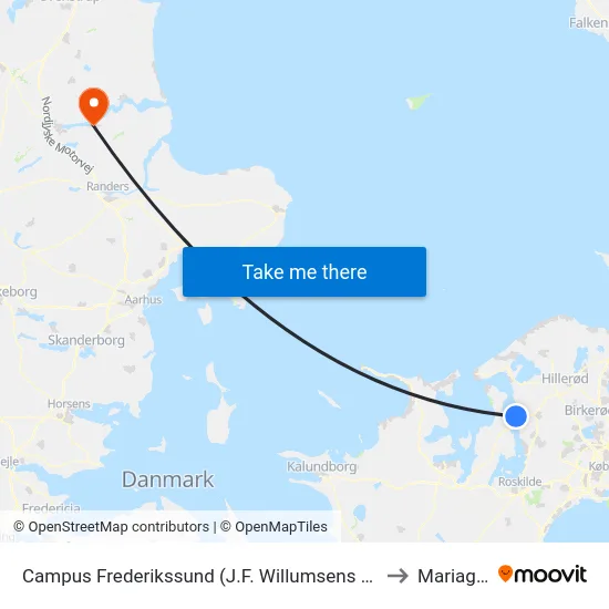 Campus Frederikssund (J.F. Willumsens Vej) to Mariager map