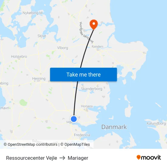 Ressourcecenter Vejle to Mariager map