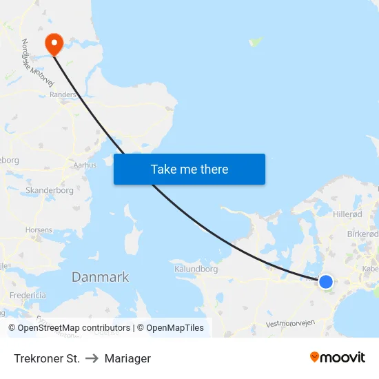 Trekroner St. to Mariager map
