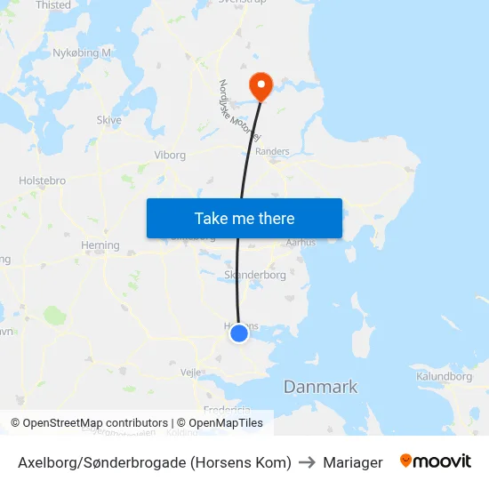 Axelborg/Sønderbrogade (Horsens Kom) to Mariager map