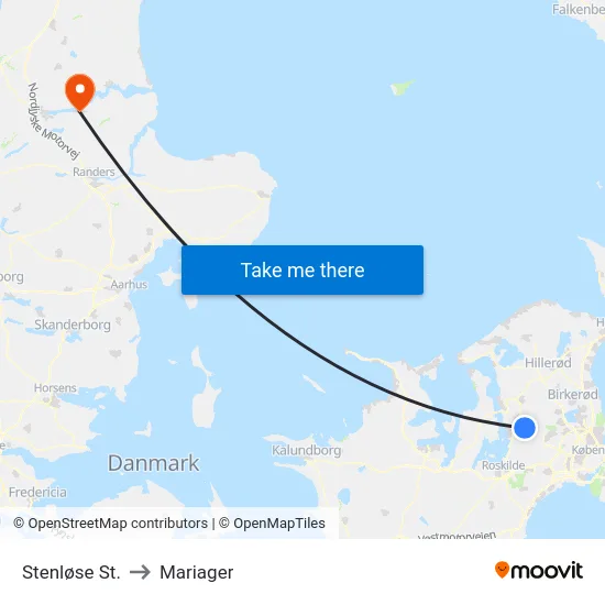 Stenløse St. to Mariager map
