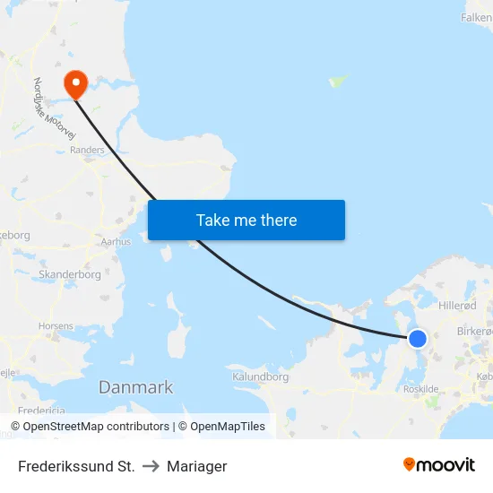 Frederikssund St. to Mariager map