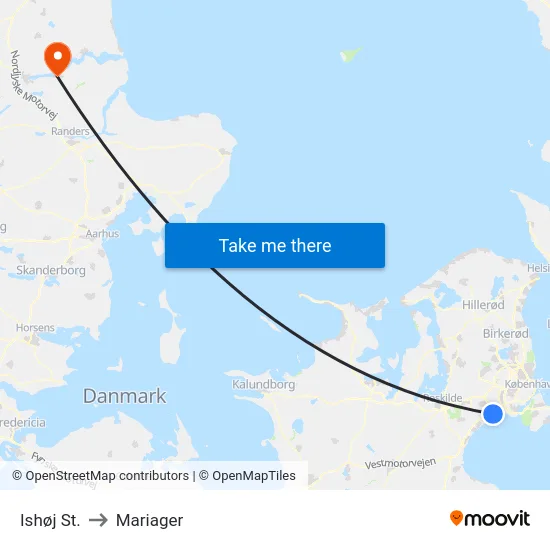Ishøj St. to Mariager map