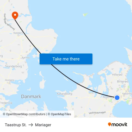 Taastrup St. to Mariager map
