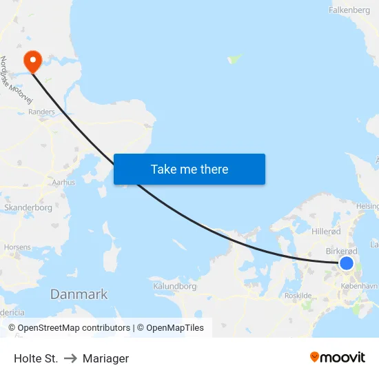 Holte St. to Mariager map