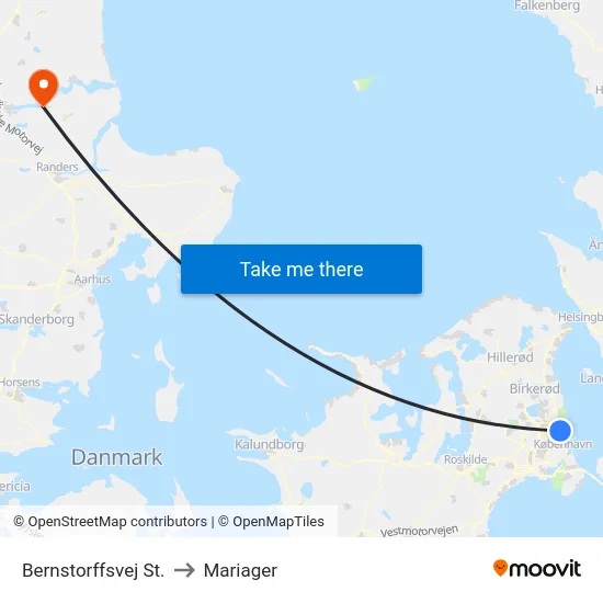 Bernstorffsvej St. to Mariager map